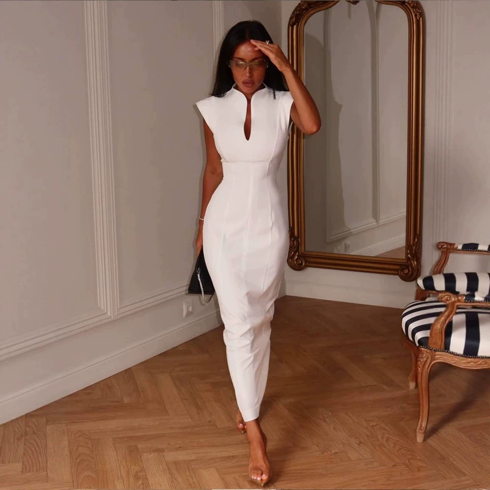 Zara White Slim Sleeveless Cutout Dress Long